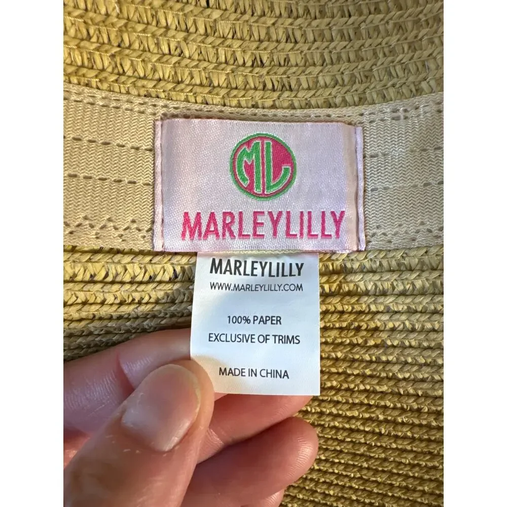 MarleyLilly‎ Open Top Tie Back Adjustable Woven Sun Hat NWT